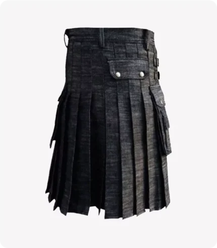 Black Denim Utility Kilt