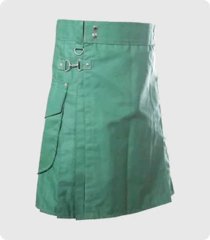 Green Utility Kilt With Cargo Pocket