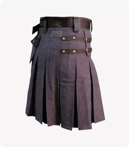 Heavy Duty Denim and Leather Kilt