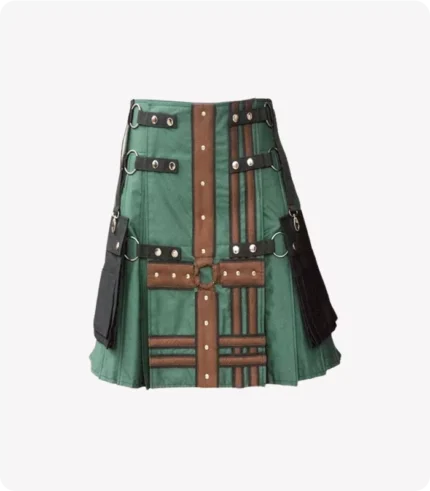 Hunter Green With Brown Medieval Modern Hybrid Kilt