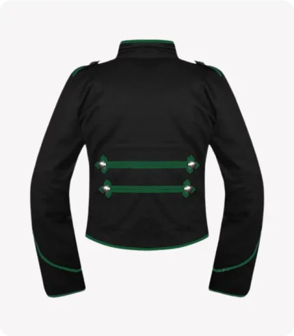 Mens Black Green Military Marching Band Drummer Jacket,Mens Gothic style military coat