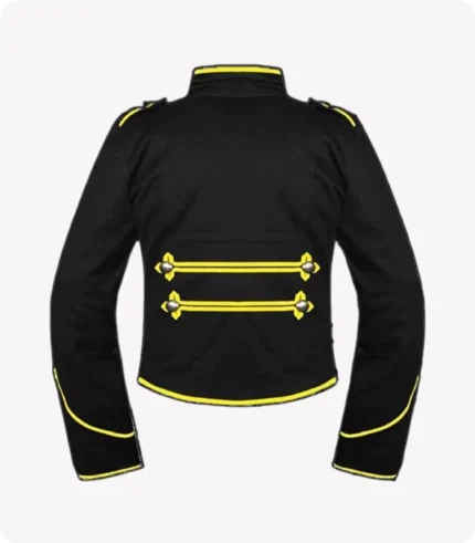 Mens Black Yellow Military Drummer Jacket,Mens Gothic style military coat