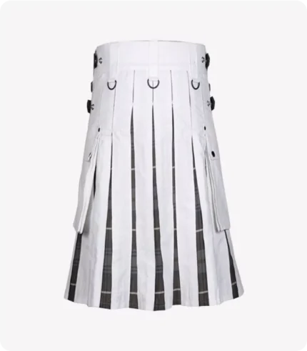 Men's White Cotton Utility Hybrid Kilt