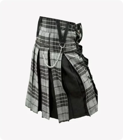 Modern Grey Box Pleated Hybrid Kilt