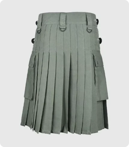 Olive Green Cotton Utility Kilt For Men