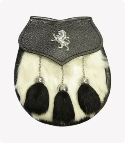 Semi Dress WhiteBlack Rabbit Fur Lion Crest Sporran